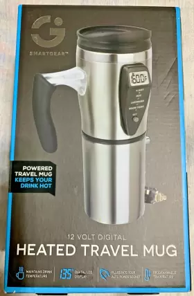 Smart Gear 030698036913 12v Digital Heated Stainless Steel Insulated Travel Mug With Charger