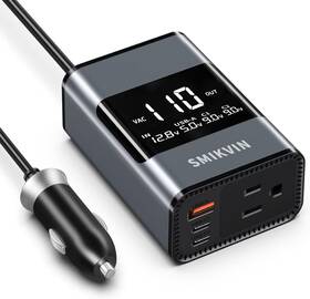 Smikvin 7021 200w Car Power Inverter - With Plug Adapter Outlets And Voltage Display