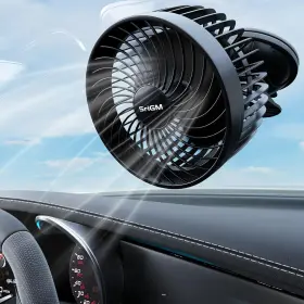 Srigm 313021329365 12v Car Fan With Power Outlet - 360 Adjustable Head And Super Strong Suct