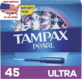 Tampax 313015290251 Pearl Tampons With Leakguard Braid Ultra Absorbency Unscented 45 Count