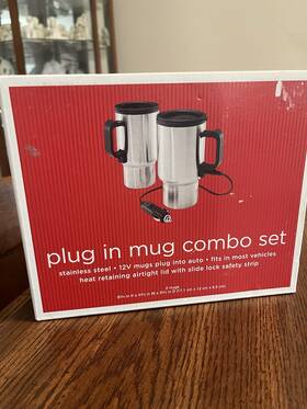 Target 226624398578 New Stainless Steel 12v Plug In Travel Mugs Set Of 2 Keeps Drink Hot Car