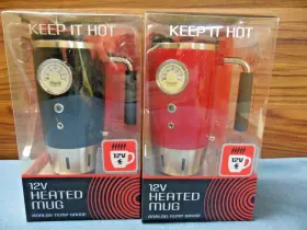 Pi-4121blk Tech Tools Lot Of 2 12v Analog Temperature Gauge Insulated Auto Mug Black And Red