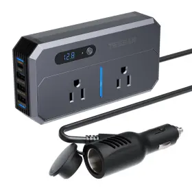 200w Tessan 7711 Car Power Inverter 12v Dc To 110v Ac Converter With 2 Gray