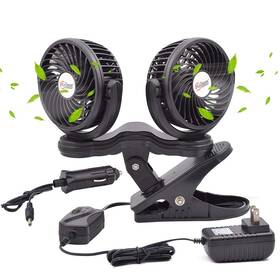 Tn Tonny 001594037681 Dual Head Clip Fan 4 Inches Electric Car Fans 360 Rotatable 12v Cool Inch