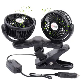 Tn Tonny 446621870044 Flexible Dual Head Car Fan 4 Inches Electric Clip Cooling Fans 180 Rota