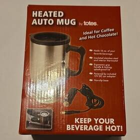 Totes 400368twm-040 Heated Auto Mug 16 Oz Stainless Steel 12v Portable Cup