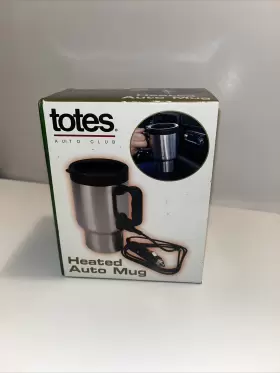 71509 Totes Heated Auto Mug Nib Stainless Steel 12v Splash Proof Handle New