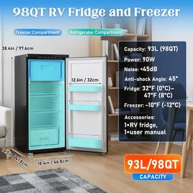 Toyandona 034141807044 93l Rv Refrigerator 110v With Freezer For Camping Motorhome And Campervan