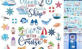 Treaclub Hq-556 27pcs Door Decorations Magnetic Large Nautical Ship Magnets Reusable Cruise