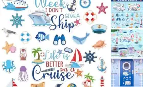 Hq-556 Treaclub 27pcs Door Decorations Magnetic Large Nautical Ship Magnets Reusable Cruise