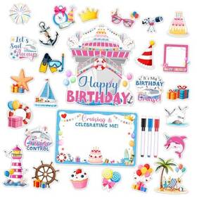 Treaclub Wfus-736 27pcs Birthday Cruise Door Magnets Decorations Magnetic Funny