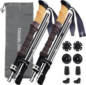 Trekology 744110236361 Trekking Poles Collapsible Nordic Hiking - Cork Handle 2pc Ultra