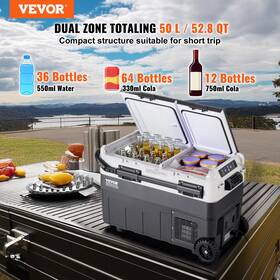 Vevor 197988217510 Portable Car Refrigerator Freezer Compressor 50 L Dual Zone For Home