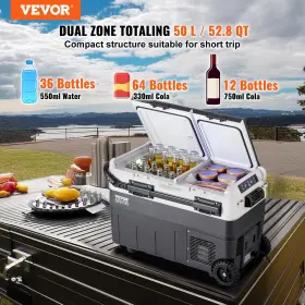 Vevor 197988217510 Portable Car Refrigerator Freezer Compressor 50 L Dual Zone For Home