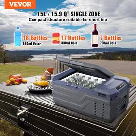 Vevor 197988217763 Portable Car Refrigerator Freezer Compressor 15 L Single Zone For Home