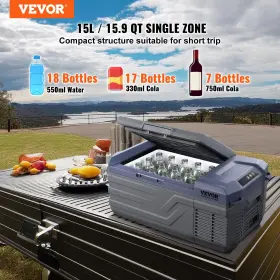 Vevor 197988217763 Portable Car Refrigerator Freezer Compressor 15 L Single Zone For Home