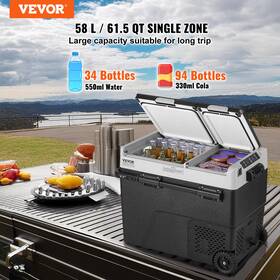 Vevor 197988218234 Portable Car Refrigerator Freezer Compressor 58 L Dual Zone For Home
