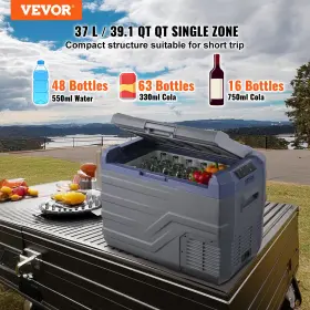 Vevor 197988218616 Portable Car Refrigerator Freezer Compressor 37 L Single Zone For Home