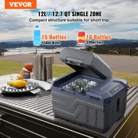 Vevor 197988220930 Portable Car Refrigerator Freezer Compressor 12 L Single Zone For Home