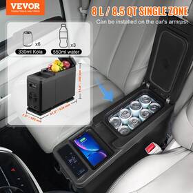 Vevor 197988222736 Portable Car Refrigerator Freezer Compressor 8 L Single Zone For Home