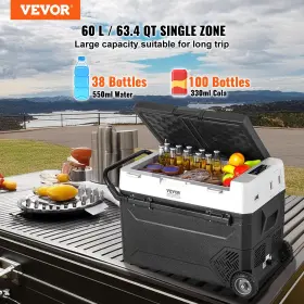 Vevor 197988223191 Portable Car Refrigerator Freezer Compressor 60 L Single Zone For Home