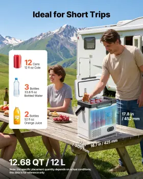 Vevor 197988371939 12l 12v Car Fridge Portable Freezer 12/24v Rv Truck Camping Cooler