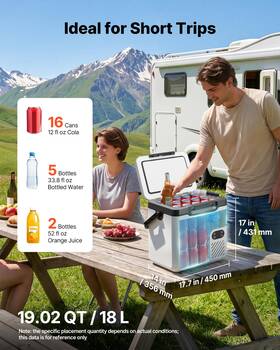 Vevor 197988374176 12v Portable Car Refrigerator Freezer 19 Quart / 18l Electric Cooler