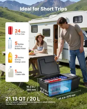 Vevor 197988375296 20l 12v Car Fridge Freezer For Tesla Model 3 App Control 12/24v
