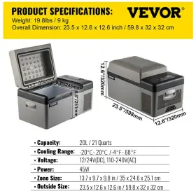 649861553 Vevor 20/35/38/45/53/55l Car Refrigerator Cooler Portable Freezer Compressor Ice