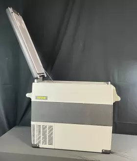 Cf551v1 Vevor 55l Portable Travel Car Refrigerator/freezer Navy Blue New Open