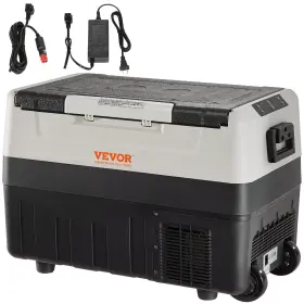 T35k Vevor 35l/37 Quart Portable Car Refrigerator Freezer Compressor Cooler Dual Zone 12v