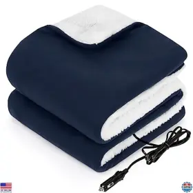 Sl-hcar110fl-ny-up Visit The Sealy Store 12v Heated Car Blanket - Portable Electric Throw 3 Heat Settings Auto
