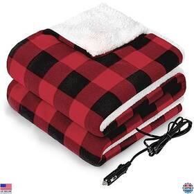 Visit The Sealy Store Sl-hcar110fl-rep-up 12v Heated Car Blanket Portable Electric 3 Heat Settings Auto Shut-off