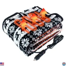 Sj734r019 Visit The Sjc Store 12v Electric Heated Car Blanket - Portable 2-level Throw For Truck Suv