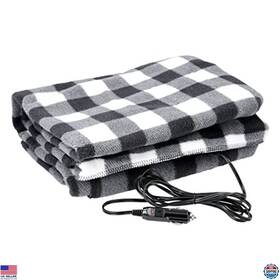 Visit The Stalwart Store 75-bp700 12v Electric Heated Blanket - Black Plaid Portable Car Travel