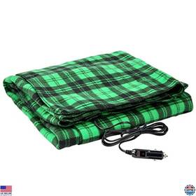 Visit The Stalwart Store 75-bp900 12v Electric Heated Blanket - Cozy Green Plaid For Trucks And Camping