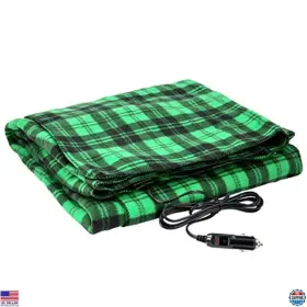 75-bp900 Visit The Stalwart Store 12v Electric Heated Blanket - Cozy Green Plaid For Trucks And Camping