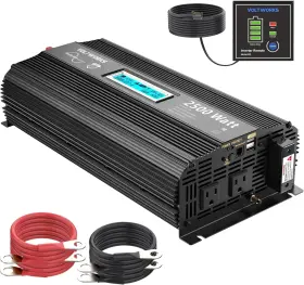 Vs-2500pbr Voltworks Pure Sine Wave 2500 Watt Car Power Inverter 2500w Converter Dc Black