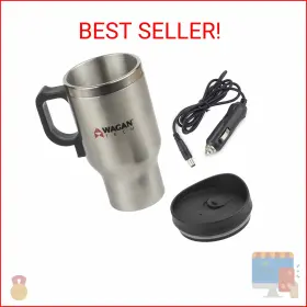Wgn6100 Wagan El6100 12v Stainless Steel 16 Oz Heated Travel Mug With Anti-spill Lid 1