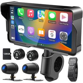 Weuaste Ys-carplay Ty-6.25 Motorcycle Dvr With Dual Hd Cams Tpms Wireless Carplay/android Auto Gps 128gb