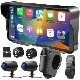 Ty-6.25 Weuaste Ys-carplay Motorcycle Dvr With Dual Hd Cams Tpms Wireless Carplay/android Auto Gps 128gb