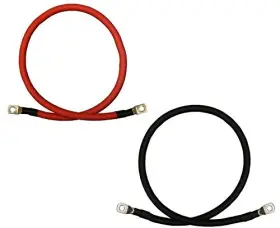 Cbl-csbr-04-238-1 Windynation 4 Awg Gauge Red Black Pure Copper Battery 1 Ft. 3/8 Inch Lugs Both Ends