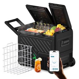Wolfbox W49-l 12v Car Refrigerator 49 Quart Dual Zone Fridge Portable Freezer