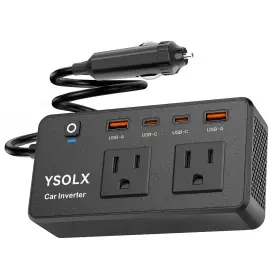 200pro Ysolx 300w Car Power Inverter - Dual Dc 12v To 110v Ac Outlet Black