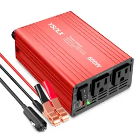 600w Ysolx 757377983619 Power Inverter Dc 12v To 110v Ac Car With Dual Red