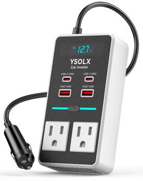 Ysolx 758211468866 300w 12v To 110v Car Power Inverter With Dual Usb-a 24w White