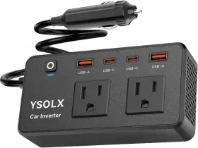 Mt-pc300pro Ysolx 300w Car Power Inverter - Dual Dc 12v To 110v Ac Outlet Black