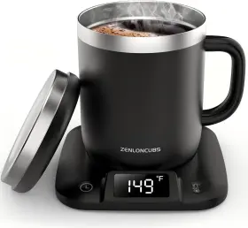 Zenloncubs 705353040290 Smart Electric Heated Coffee Mug With Temperature Control 5 Settings And Display