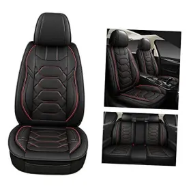 1800200201 Zhejiang Treasureland Auto Accessories Co. Ltd. Leather Car Seat Covers Full Set Waterproof Faux Black/red