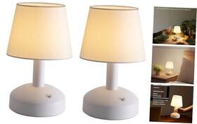 Zhongshan Cook Lighting Co. Ltd. Amz-tbl-012 Modern Cordless Small Table Lamp Set Of 2 White Fabric Lampshde Pack